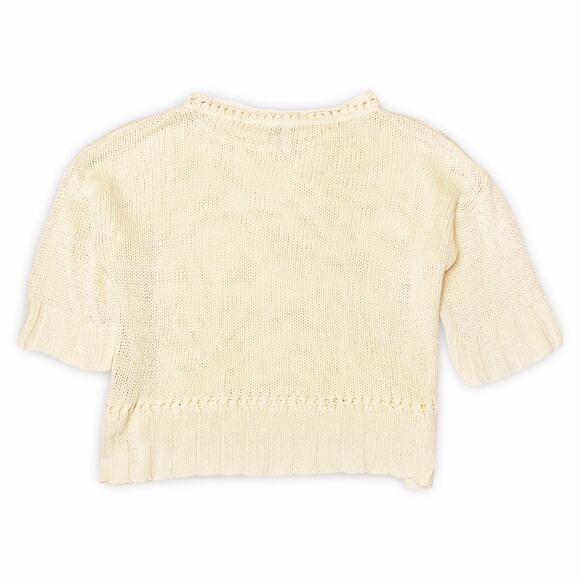 Relativity Cream Short Sleeve Sweater Petite S Y2K Vintage Fall Layering Top - Picture 2 of 10